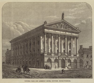 Victoria Hall en Vergaderzalen, Newport, Monmouthshire (gravure) door English School