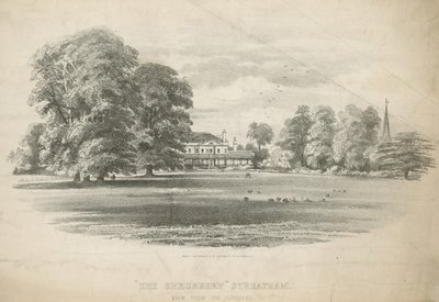 Uitzicht vanaf de gronden van The Shrubbery door English School