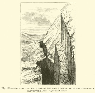 Uitzicht nabij het noordelijke einde van de kloof, Bella, na de Napolitaanse aardbeving, 1857 door English School