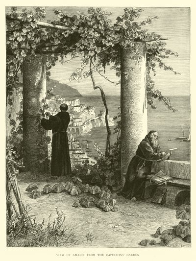 Uitzicht op Amalfi vanuit de Capucijnen Tuin door English School