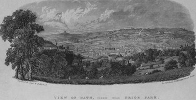 Uitzicht op Bath, genomen nabij Prior Park door English School