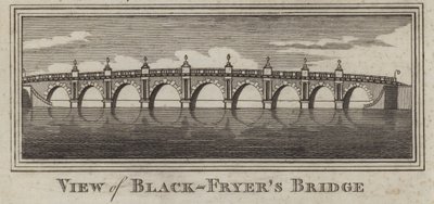 Uitzicht op Blackfriars Bridge, Londen (gravure) door English School
