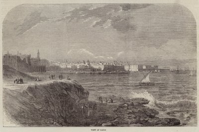 Uitzicht op Cadiz (gravure) door English School