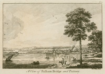Uitzicht op Fulham Bridge bij Putney door English School