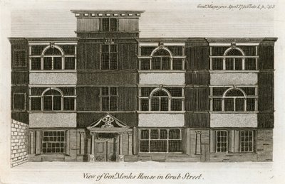 Aanzicht van het huis van Generaal Monk in Grub Street door English School