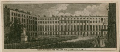 Uitzicht op Guidford Street vanaf Queen Square door English School