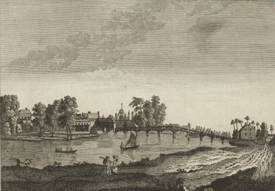 Zicht op Hampton Court vanaf de overkant van de rivier de Theems door English School