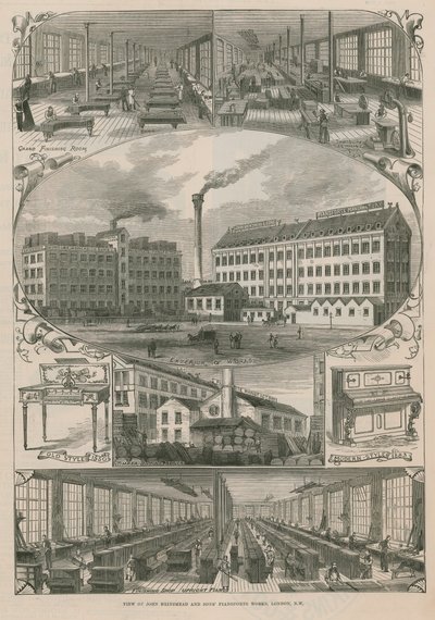 Uitzicht op de pianofortewerken van John Brinsmead en Zonen door English School