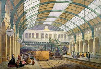 Uitzicht op Kings Cross metrostation, ca. 1865 door English School