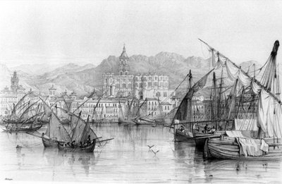 Zicht op Malaga, uit Spaans Landschap door George Vivian, gepubliceerd 1838 door English School