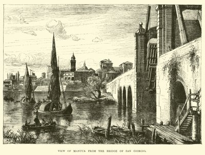 Uitzicht op Mantua vanaf de brug van San Giorgio door English School