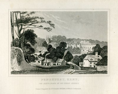 Uitzicht op Penshurst, Kent, ca. 1840 door English School