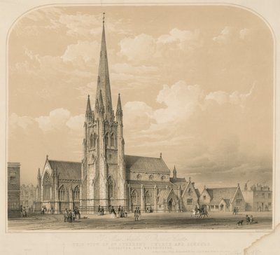 Uitzicht op St Stephens Kerk en Scholen, Rochester Row, Westminster door English School
