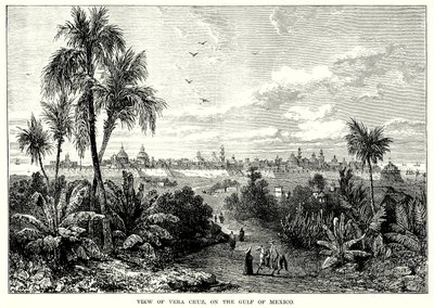 Gezicht op Vera Cruz, aan de Golf van Mexico (gravure) door English School
