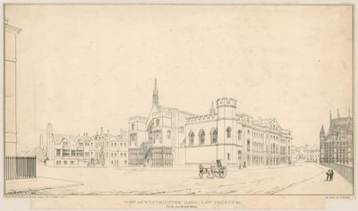 Uitzicht op Westminster Hall, Law Courts, enz., vanuit het noordwesten door English School
