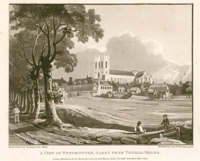 Uitzicht op Westminster vanaf Tothill Fields door English School