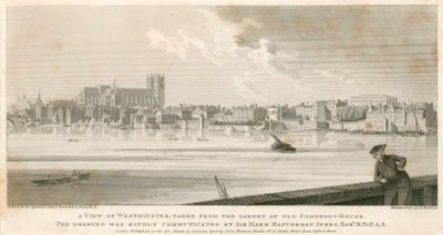 Uitzicht op Westminster, genomen vanuit de tuin van Old Somerset House door English School