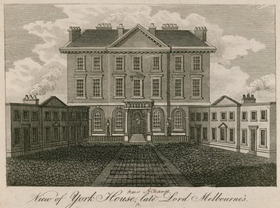 Uitzicht op York House (later de Albany), huis van wijlen Lord Melbourne door English School