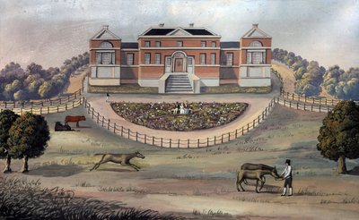 Uitzicht op een landhuis in een park, ca. 1825 door English School
