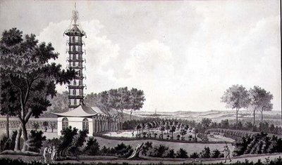 Uitzicht op een Nederlandse Tuin met een Chinese Pagode, c.1770 door English School