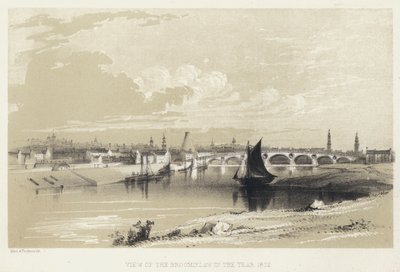 Uitzicht op de Broomielaw in het jaar 1802 (gravure) door English School