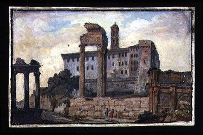 Uitzicht op het Capitool en de Tempels van Castor en Pollux, Rome, c.1800 door English School