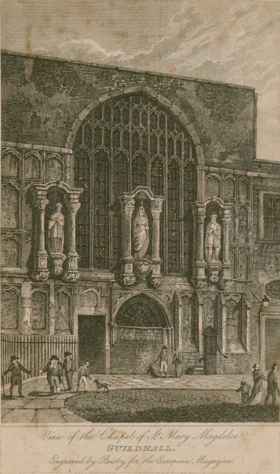 Uitzicht op de Kapel van St Mary Magdelen, Guildhall, Londen door English School
