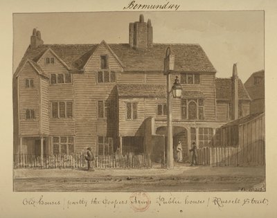 Uitzicht op de Coopers Arms Inn, Russell Street, 1828 door English School