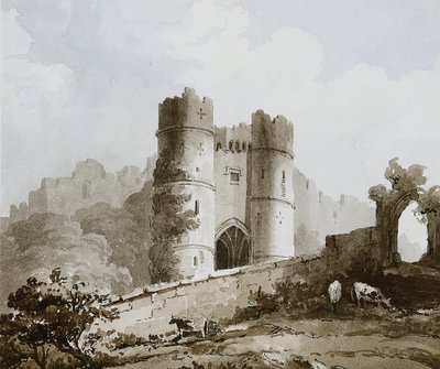 Uitzicht op de Poort van Carisbrooke Kasteel, Isle of Wight door English School