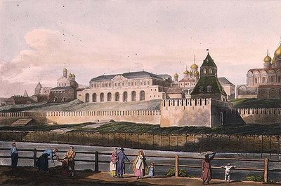 Uitzicht op het Keizerlijk Paleis van het Kremlin in Moskou, plaat 7 uit 