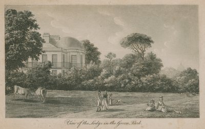 Uitzicht op de Lodge in Green Park door English School