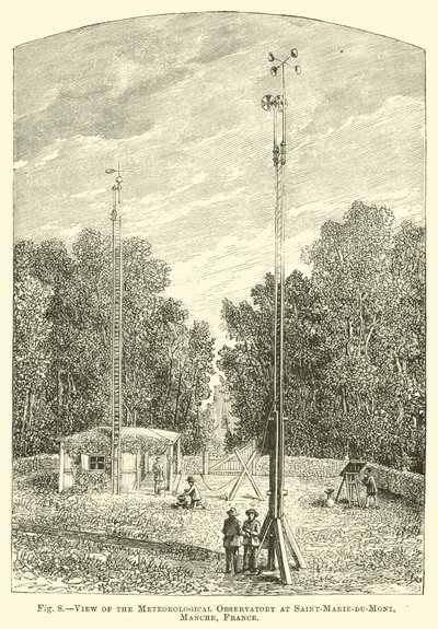 Uitzicht op het Meteorologisch Observatorium in Saint-Marie-du-Mont, Manche, Frankrijk door English School