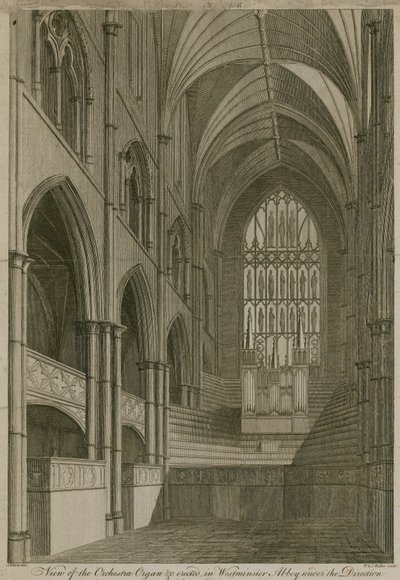 Uitzicht op het Orkestorgel enz. opgericht in Westminster Abbey, Londen door English School