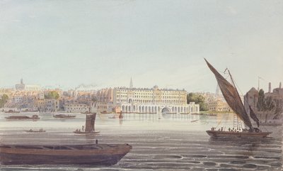 Uitzicht op de Rivierkant van New Somerset House, vanaf Bankside, 1796 door English School