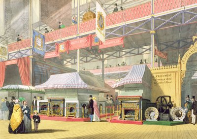 Uitzicht op de Sheffield Hardware-stand en de Great Lane Works-tentoonstellingen op de Grote Tentoonstelling van 1851, uit Dickinsons Comprehensive Pictures door English School