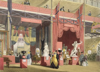 Uitzicht op de secties Zweden, Noorwegen en Denemarken van de Grote Tentoonstelling van 1851, uit Dickinsons Comprehensive Pictures door English School