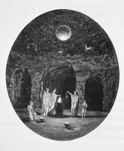 Uitzicht op de oude mysterieuze rituelen gevierd in de Mithraïsche grot door English School