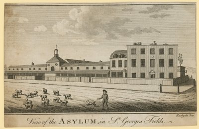 Uitzicht op het asiel in St Georges Fields door English School