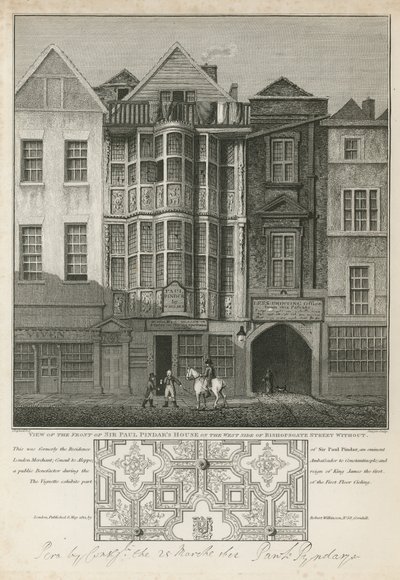 Vooraanzicht van het huis van Sir Paul Pindar door English School