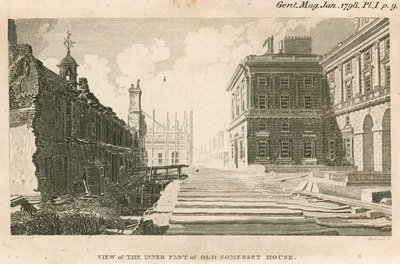 Uitzicht op het binnenste deel van het oude Somerset House, Strand, Londen door English School