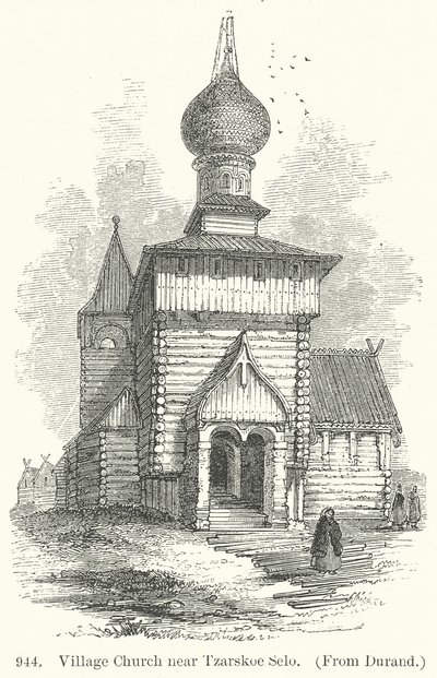 Dorpskerk bij Tzarskoe Selo (gravure) door English School