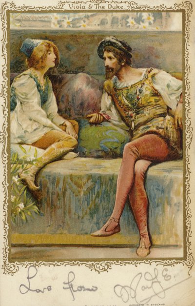 Viola en de Hertog in William Shakespeares toneelstuk, Twelfth Night door English School