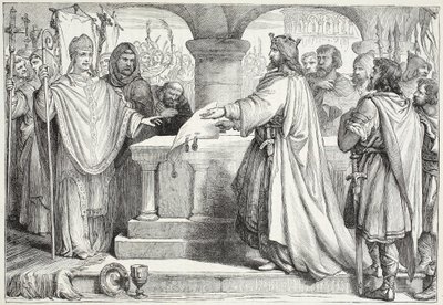 Bezoek van Karel de Grote aan de paus, illustratie uit The History of Protestantism door James Aitken Wylie (1808-1890), gepubliceerd 1878 door English School