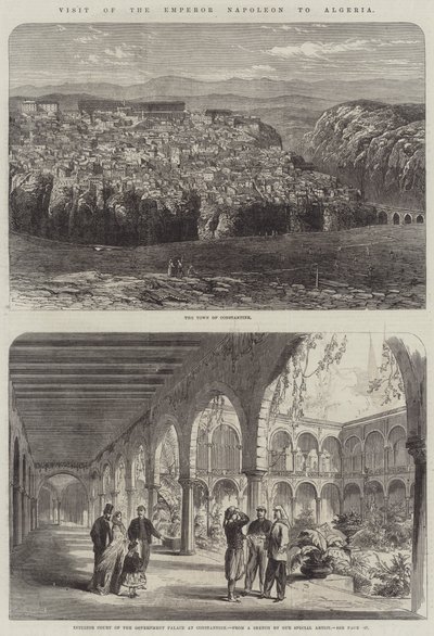Bezoek van Keizer Napoleon aan Algerije (gravure) door English School