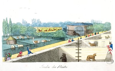 Bezoekers in de Jardin de Plantes, Parijs, uit De Paris a Douvres door Roger Bookem, 1822 door English School