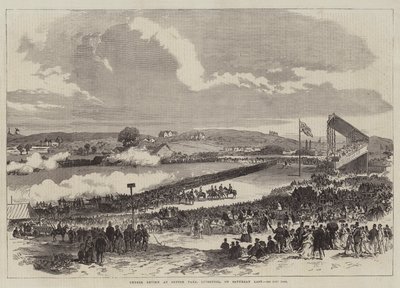 Vrijwilligersreview in Sefton Park, Liverpool, afgelopen zaterdag (gravure) door English School
