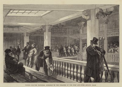 Stemmen voor de Nationale Vergadering in het Theater van het Doven- en Stommenasiel, Parijs door English School
