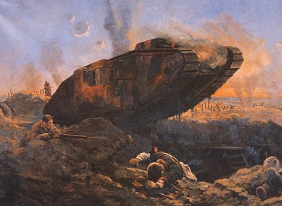 WOI Britse Tank in Actie aan het Westfront door English School