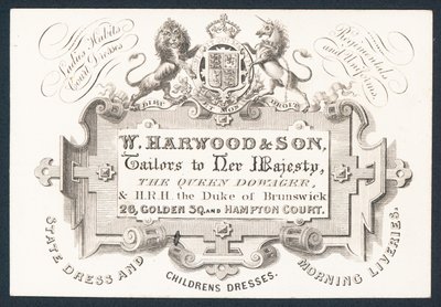 W Harwood & Son, kleermakers door English School