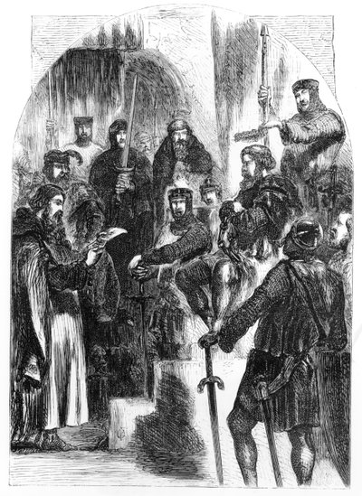Wallace gekroond met laurier in Westminster Hall door English School